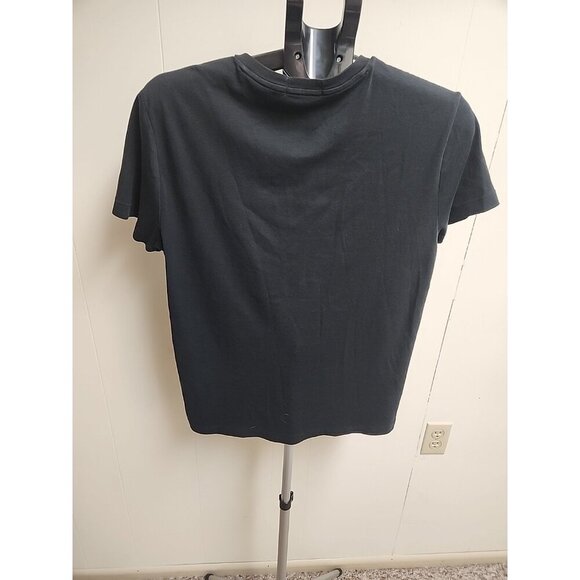 Polo Ralph Lauren Shirt Womens Med Black Pony Logo V Neck Casual Preppy Ladies - Picture 7 of 7